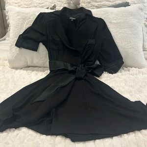 Bebe Black Wraparound Dress Satin Trim Size Small